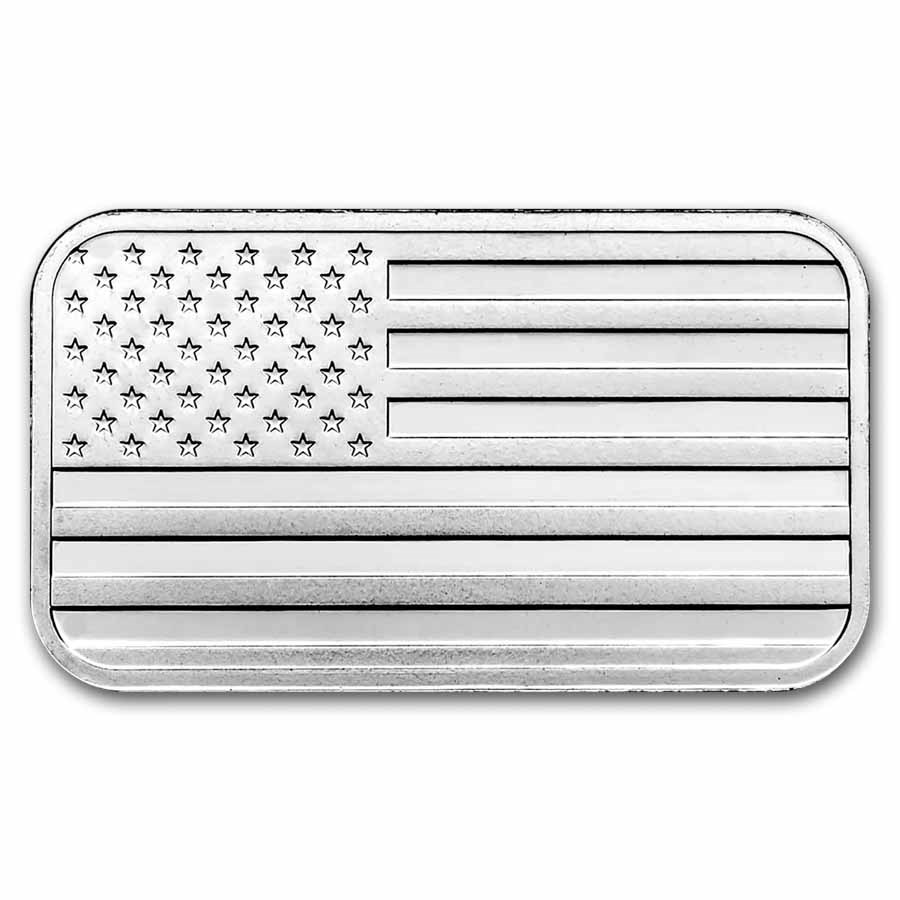 One-ounce American flag design silver bar