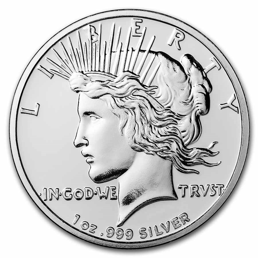 One-ounce Peace Dollar design silver round