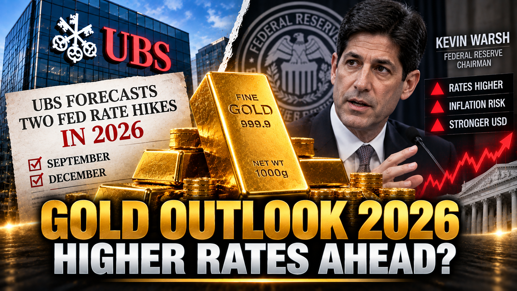 Gold Outlook 2026: UBS Now Expects Two Fed Rate Hikes as Inflation Fears Return