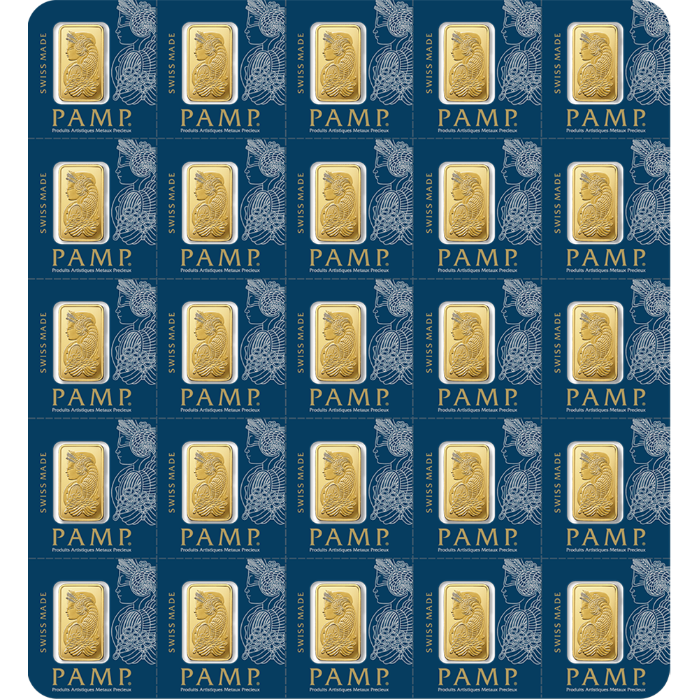PAMP Multigram+ sheet of individually packaged 1 gram gold bars